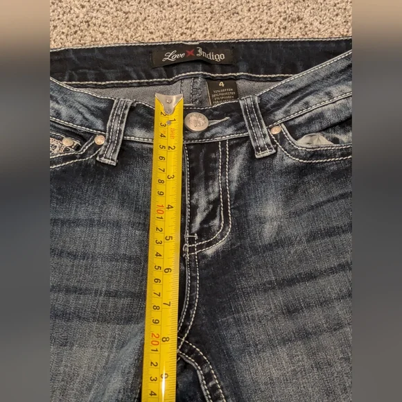 Women's Love Indigo Dark Wash Capris Denim Blue Jeans Stretch Sz: 4 Design Pants - Picture 5 of 14